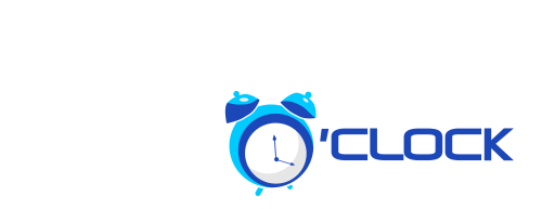 Tech oclock logo colored white copy